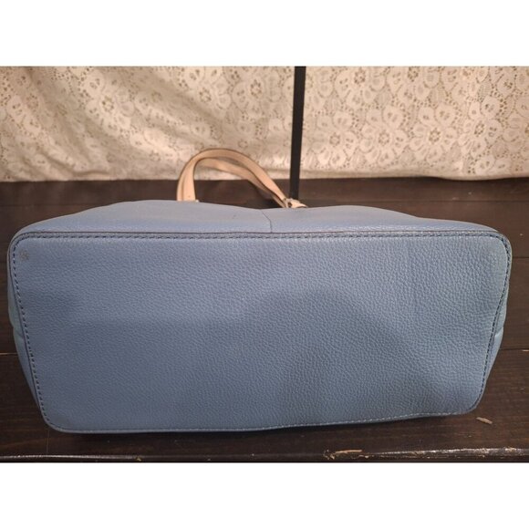 EUC Michael Kors Light Blue Leather Medium Top Zip Pocket Tote - Picture 3 of 6